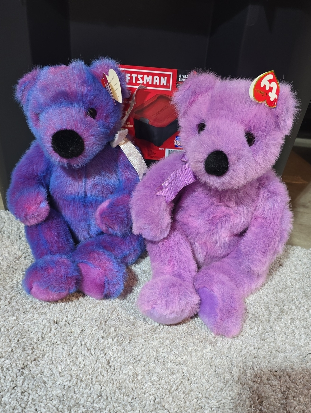 Ty Purple Plush Bear Duo -  Beanie Buddies Lilacbeary And Purplebeary